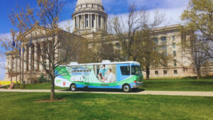 Oklahoma Dental Foundation Mobile Unit in front of the state capitol