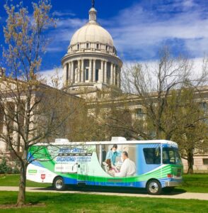 Oklahoma Dental Foundation Mobile Unit in front of the state capitol